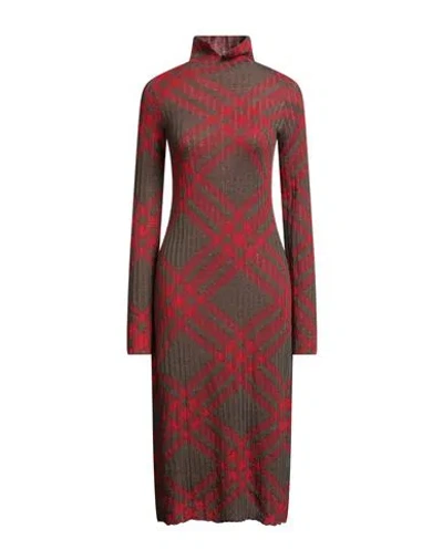 Burberry Women Check Wool Blend Dress In Red