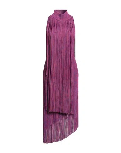 Burberry Woman Midi Dress Red Size S Viscose, Polyester In Purple