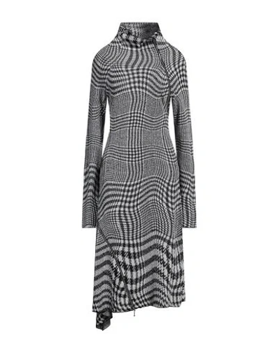 Burberry Degrade Wavy Check Long-sleeve Midi Dress In Monochrome Pattern