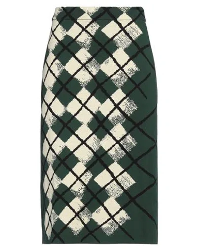 BURBERRY BURBERRY WOMAN MIDI SKIRT GREEN SIZE S COTTON