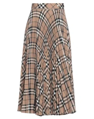 Burberry Woman Midi Skirt Light Brown Size 4 Polyester, Wool