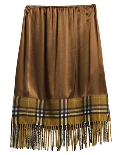 BURBERRY BURBERRY WOMAN MIDI SKIRT MILITARY GREEN SIZE 6 VISCOSE, WOOL, CASHMERE