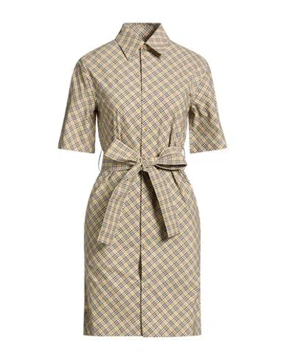 Burberry Woman Mini Dress Beige Size 6 Cotton In Brown