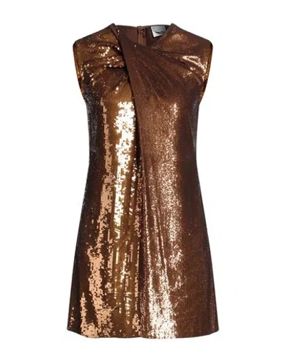 Burberry Woman Mini Dress Bronze Size 4 Viscose, Silk, Polyester In Yellow