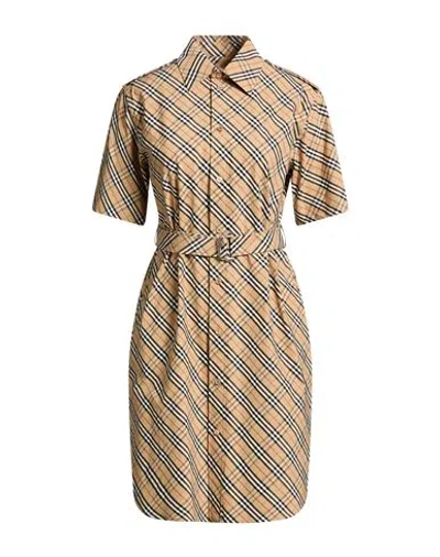 Burberry Classic Check Cotton Dress With Belted Waist In Neutral