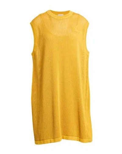 Burberry Woman Mini Dress Marigold Size M Cotton, Polyamide, Elastane In Yellow