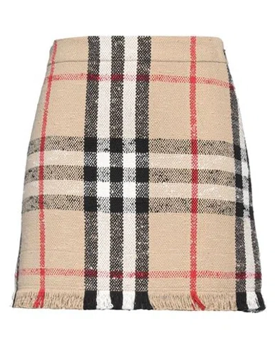 Burberry Woman Mini Skirt Beige Size 2 Cotton, Virgin Wool, Polyamide, Viscose
