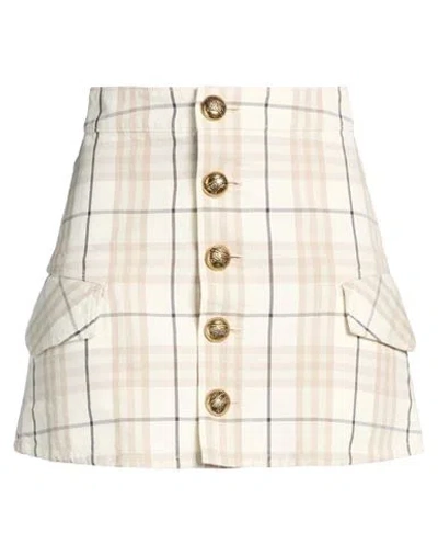 Burberry Woman Mini Skirt Cream Size 4 Cotton In White