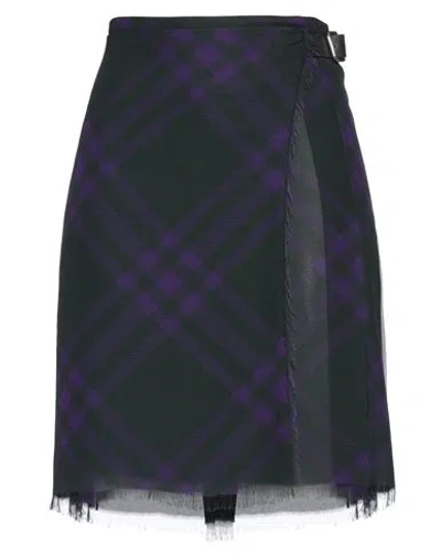 BURBERRY BURBERRY WOMAN MINI SKIRT DARK GREEN SIZE 10 SILK, CALFSKIN
