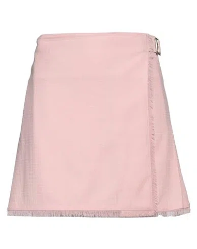 BURBERRY BURBERRY PRORSUM WOMAN MINI SKIRT LIGHT PINK SIZE 4 WOOL, CALFSKIN
