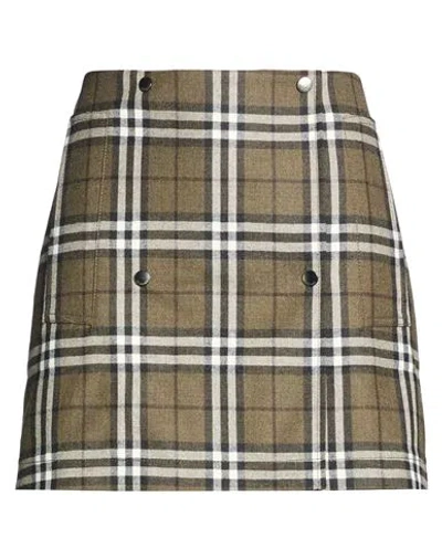 Burberry Woman Mini Skirt Military Green Size 4 Wool