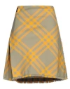 Burberry Multicolor Check-pattern Frayed Kilt In Yellow