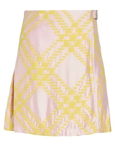 Burberry Woman Mini Skirt Pink Size 4 Cotton, Viscose, Silk, Calfskin