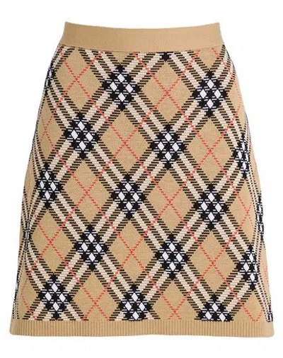Burberry Woman Mini Skirt Sand Size M Wool, Polyester In Multi