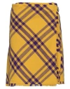 Burberry Check Fringed-edge Kilt Wrap Skirt In Yellow