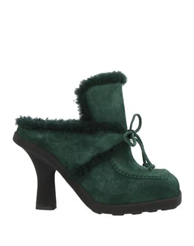 BURBERRY BURBERRY WOMAN MULES & CLOGS DARK GREEN SIZE 6.5 LEATHER