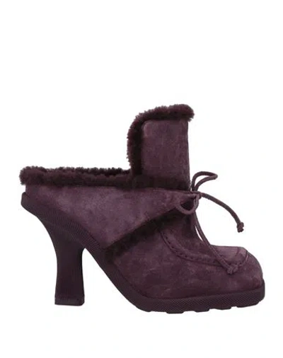 BURBERRY BURBERRY WOMAN MULES & CLOGS PURPLE SIZE 8 LEATHER
