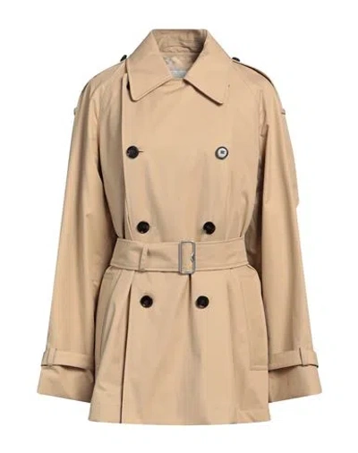 BURBERRY BURBERRY WOMAN OVERCOAT & TRENCH COAT BEIGE SIZE 8 COTTON