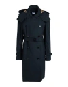 Burberry Woman Overcoat & Trench Coat Black Size 14 Cotton In Blue