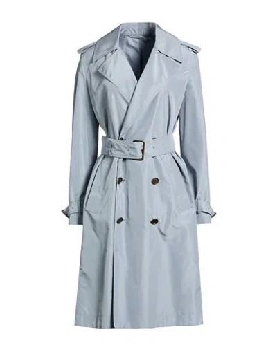 Burberry Silk Poplin Long Trench Coat In Blue