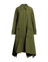 BURBERRY BURBERRY WOMAN OVERCOAT & TRENCH COAT GREEN SIZE 6 COTTON, POLYAMIDE