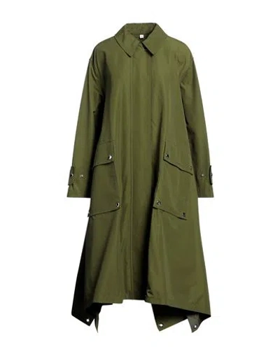Burberry Woman Overcoat & Trench Coat Green Size 6 Cotton, Polyamide