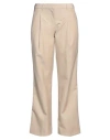 Burberry Woman Pants Sand Size 8 Wool, Calfskin In Beige