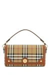 BURBERRY BURBERRY WOMAN PRINTED CANVAS AND LEATHER NOTE HANDBAG