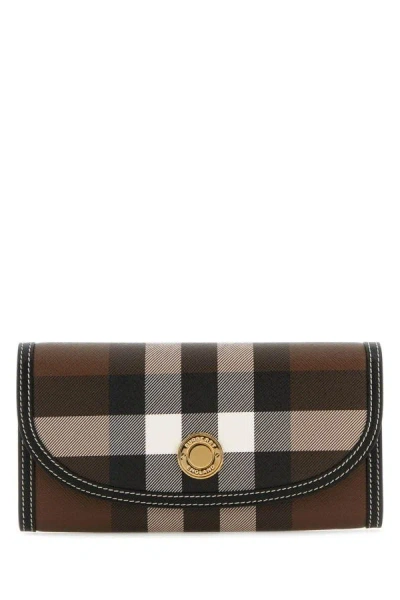 Burberry Woman Printed Canvas And Leather Wallet In Multicolor