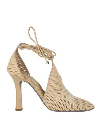 Burberry Woman Pumps Beige Size 7 Polyester, Polyamide, Lambskin, Elastane In Nude