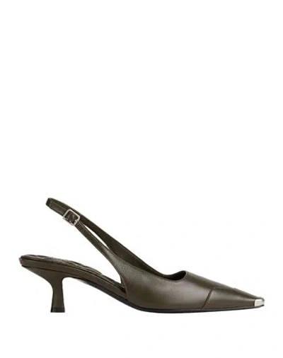 BURBERRY BURBERRY WOMAN PUMPS DARK GREEN SIZE 7 LEATHER