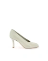 Burberry Beige Shiny Lambskin Pumps With Quilted Insole In Grey