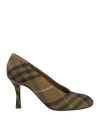 Burberry Tartan Patterned Canvas Pumps With Covered Heel 9cm In Green
