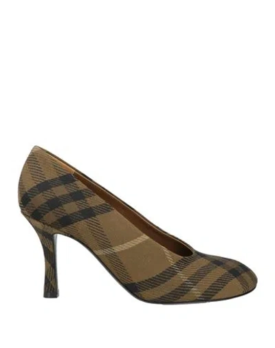 Burberry Woman Pumps Military Green Size 7.5 Textile Fibers