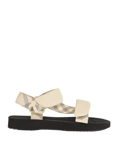 Burberry Woman Sandals Beige Size 8 Polyester In Black