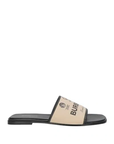 Burberry Woman Sandals Beige Size 8.5 Textile Fibers In Nude