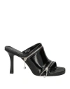 Burberry Glossy Leather Peep Mules In Black