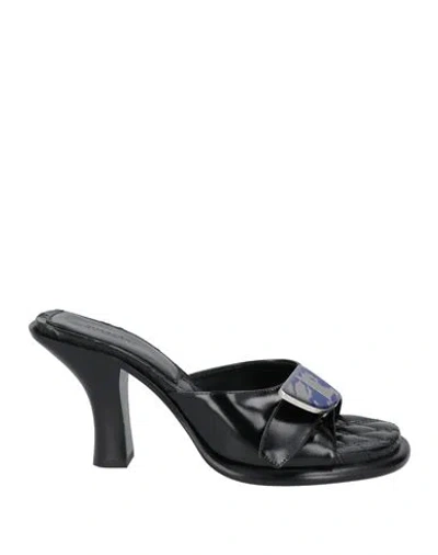 BURBERRY BURBERRY WOMAN SANDALS BLACK SIZE 8 LEATHER