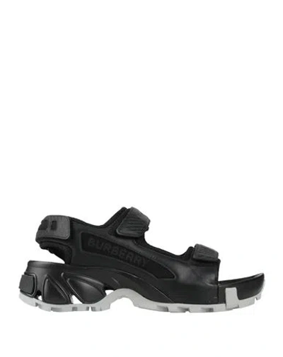 Burberry Woman Sandals Black Size 8 Leather, Textile Fibers