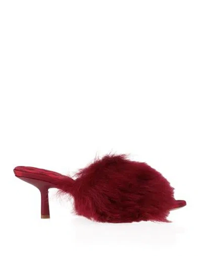 BURBERRY BURBERRY WOMAN SANDALS BURGUNDY SIZE 8 SHEARLING