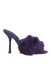 Burberry Minnie Shearling Stiletto Mule Sandals In Purple
