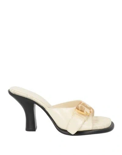 Burberry Woman Sandals Ivory Size 6 Leather In White