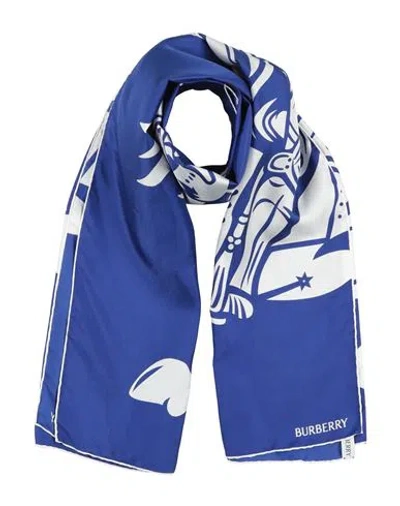 Burberry Woman Scarf Blue Size - Silk