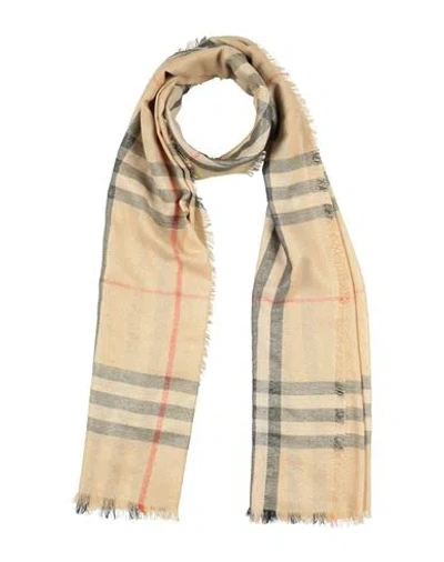 Burberry Woman Scarf Gold Size - Wool, Silk, Metallic Fiber In Neutral
