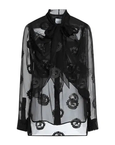 Burberry Woman Shirt Black Size 4 Silk, Viscose
