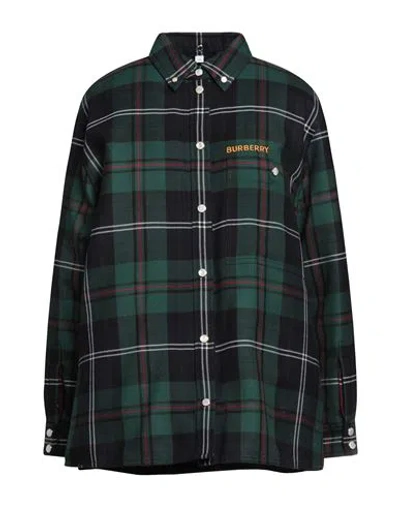 BURBERRY BURBERRY WOMAN SHIRT DARK GREEN SIZE 10 WOOL, CALFSKIN