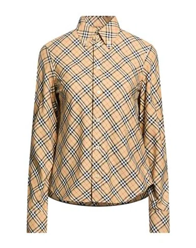 Burberry Woman Shirt Khaki Size 4 Cotton In Brown