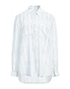 Burberry Woman Shirt Sky Blue Size 10 Silk In Blue