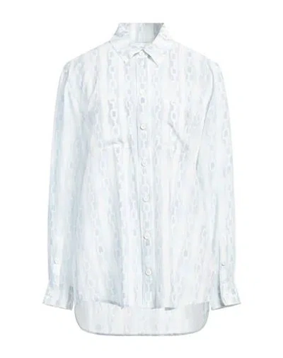 Burberry Woman Shirt Sky Blue Size 10 Silk