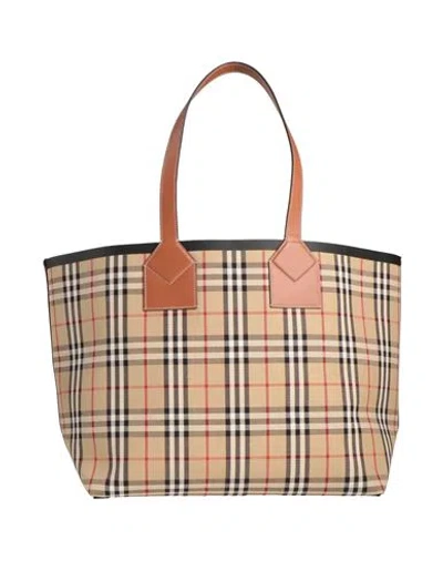 Burberry Woman Shoulder Bag Beige Size - Textile Fibers In Sand